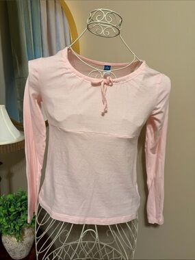 Old Navy Light Pink Long Sleeve Tie-Front Tee